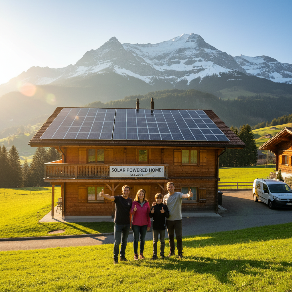 Solarpanels auf Einfamilienhaus in der Schweiz